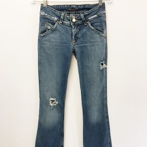 Hudson Highly-Distressed Flared Leg Jeans